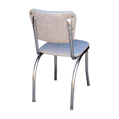 Dining Chair, Vinyl Seat with Chrome Metal Frame, Cracked Ice Gray