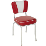 Dining Chair with Chrome Metal Frame in Glitter Sparkle Red Vinyl