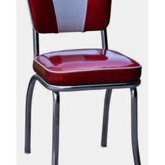 Dining Chair with Chrome Metal Frame in Glitter Sparkle Red Vinyl