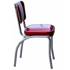 Dining Chair with Chrome Metal Frame in Glitter Sparkle Red Vinyl