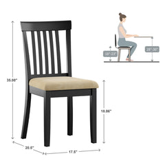Dining Chairs, Set of 2, Beige Microfiber with Black Wood Legs