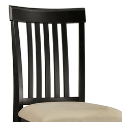 Dining Chairs, Set of 2, Beige Microfiber with Black Wood Legs