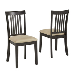 Dining Chairs, Set of 2, Beige Microfiber with Black Wood Legs