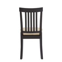 Dining Chairs, Set of 2, Beige Microfiber with Black Wood Legs