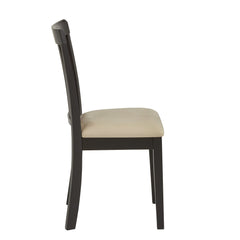 Dining Chairs, Set of 2, Beige Microfiber with Black Wood Legs