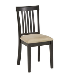 Dining Chairs, Set of 2, Beige Microfiber with Black Wood Legs