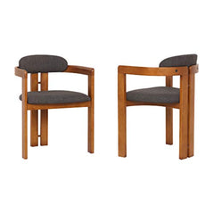 Dining Chairs, Set of 2, Charcoal Fabric with Dark Brown Frame
