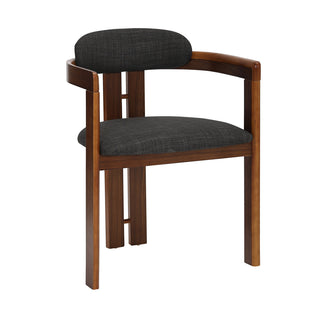 Dining Chairs, Set of 2, Charcoal Fabric with Dark Brown Frame