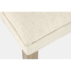 Dining Chairs, Set of 2, Cream Cotton Linen Blend, Brown Solid Pine Frame