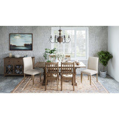 Dining Chairs, Set of 2, Cream Cotton Linen Blend, Brown Solid Pine Frame