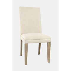 Dining Chairs, Set of 2, Cream Cotton Linen Blend, Brown Solid Pine Frame