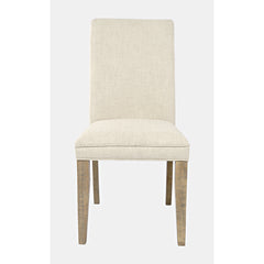 Dining Chairs, Set of 2, Cream Cotton Linen Blend, Brown Solid Pine Frame