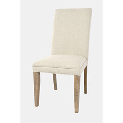 Dining Chairs, Set of 2, Cream Cotton Linen Blend, Brown Solid Pine Frame