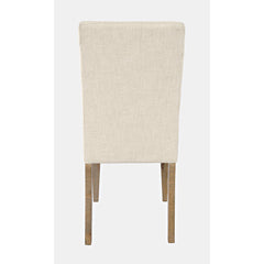 Dining Chairs, Set of 2, Cream Cotton Linen Blend, Brown Solid Pine Frame