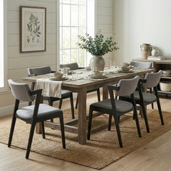 Dining Chairs, Set of 2, Solid Rubberwood Frame, Polyester Blend Seat
