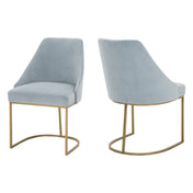 Dining Chairs, Set of 2, Velvet Upholstery, Brushed Gold Metal Base