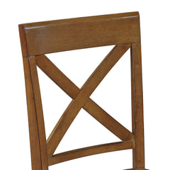 Dining Chairs, Set of 4, Antique Walnut Solid Wood with Cross Back