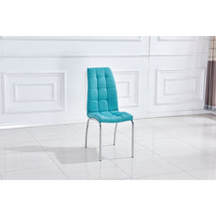 Dining Chairs, Set of 4, Black Faux Leather, Silver Metal Legs