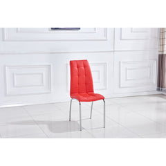 Dining Chairs, Set of 4, Black Faux Leather, Silver Metal Legs