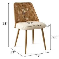 Dining Chairs, Set of 4, Boucle Upholstered with Metal Legs