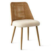 Dining Chairs, Set of 4, Boucle Upholstered with Metal Legs