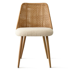 Dining Chairs, Set of 4, Boucle Upholstered with Metal Legs