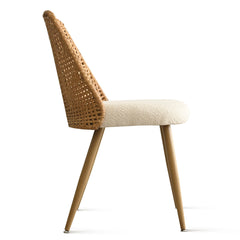 Dining Chairs, Set of 4, Boucle Upholstered with Metal Legs