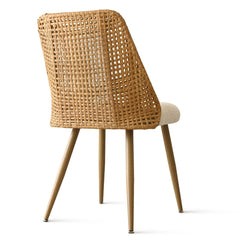 Dining Chairs, Set of 4, Boucle Upholstered with Metal Legs