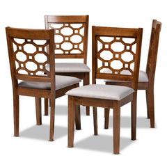 Dining Chairs, Set of 4, Gray Polyester Fabric, Solid Wood Legs
