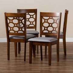 Dining Chairs, Set of 4, Gray Polyester Fabric, Solid Wood Legs
