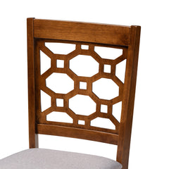 Dining Chairs, Set of 4, Gray Polyester Fabric, Solid Wood Legs