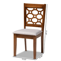 Dining Chairs, Set of 4, Gray Polyester Fabric, Solid Wood Legs
