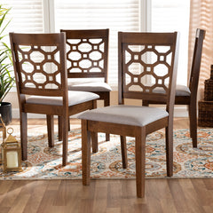 Dining Chairs, Set of 4, Gray Polyester Fabric, Solid Wood Legs