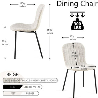 Dining Chairs, Set of 4, Polyester Upholstery, Black Metal Legs