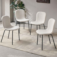 Dining Chairs, Set of 4, Polyester Upholstery, Black Metal Legs