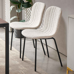 Dining Chairs, Set of 4, Polyester Upholstery, Black Metal Legs