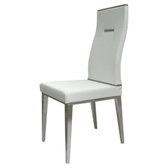 Dining Chairs, Set of 4, White Polyurethane Seat, Stainless Steel Legs