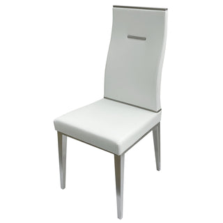 Dining Chairs, Set of 4, White Polyurethane Seat, Stainless Steel Legs