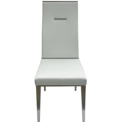 Dining Chairs, Set of 4, White Polyurethane Seat, Stainless Steel Legs