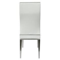 Dining Chairs, Set of 4, White Polyurethane Seat, Stainless Steel Legs