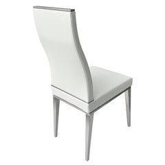 Dining Chairs, Set of 4, White Polyurethane Seat, Stainless Steel Legs
