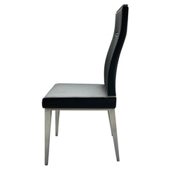 Dining Chairs, Set of 4, White Polyurethane Seat, Stainless Steel Legs