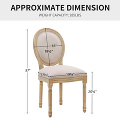 Dining Chairs, Set of 6, Beige Fabric with Brown Wood Legs