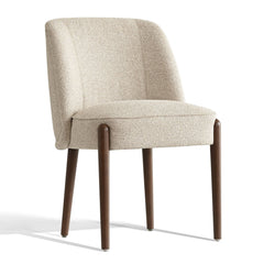 Dining Chairs, Set of 6, Beige Fabric with Walnut Wood Legs