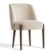 Dining Chairs, Set of 6, Beige Fabric with Walnut Wood Legs