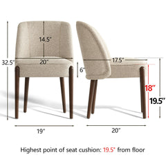 Dining Chairs, Set of 6, Beige Fabric with Walnut Wood Legs