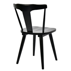 Dining Chairs, Set of 6, Black Solid Wood Frame