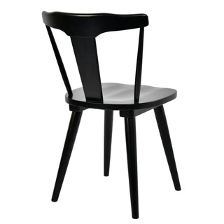 Dining Chairs, Set of 6, Black Solid Wood Frame