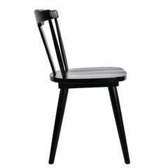 Dining Chairs, Set of 6, Black Solid Wood Frame