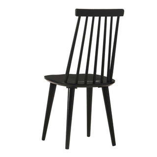 Dining Chairs, Set of 6, Black Solid Wood with Slat Back